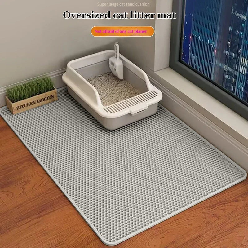 Large Cat Litter Mat Waterproof Double Layer Non Slip Litter Box Tray Pad Washable Durable Pet Toilet Training Mat