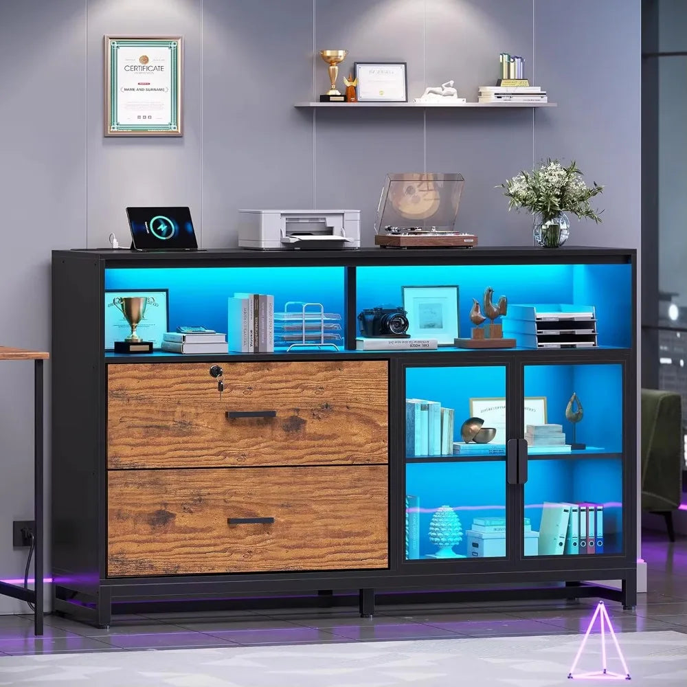 59" File Cabinet, 2 Drawers Filing Cabinets for Home Office fit Legal/Letter/A4 File, File Cabinet with Lock , Customized