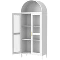 ern Arched Metal Cabinet with Glass Do& 2 Adjustable Shelves, 31"x15"x73"，reestanding Pantry Storage or Kitchen/Dining/Living Ro